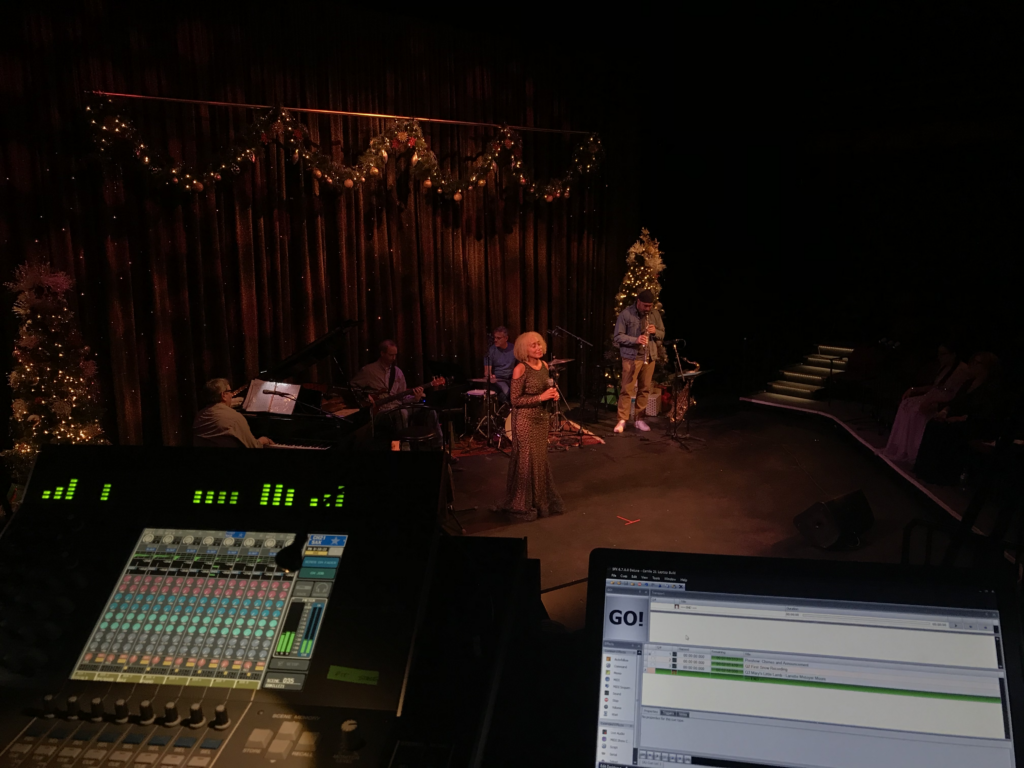 Mixing and maintaining audio for a Christmas concert.